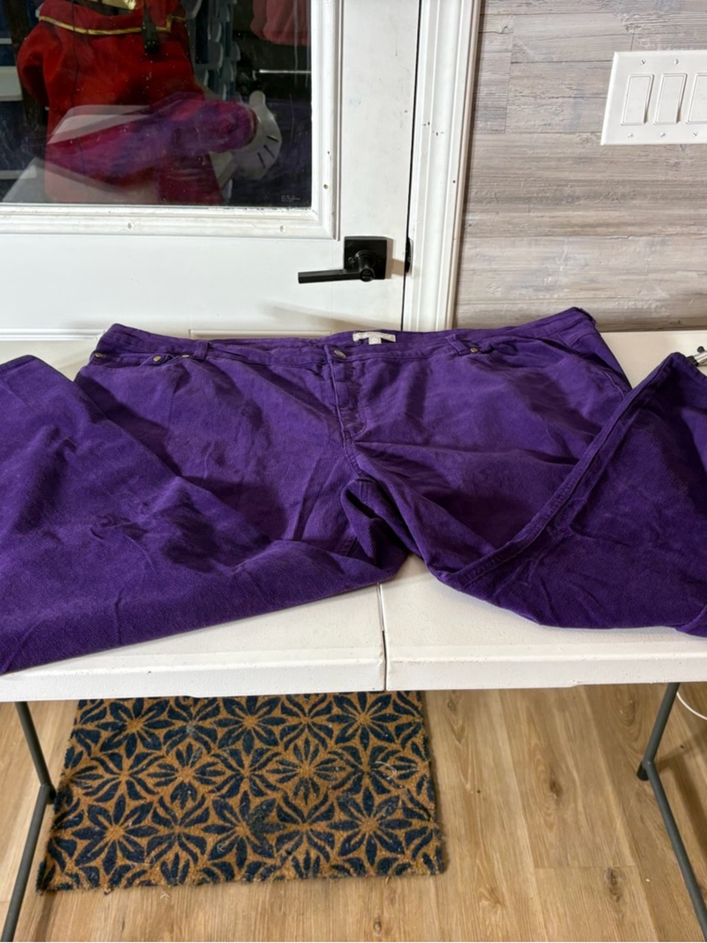 Woman Within Purple Corduroy Trousers - Deep Violet Straight Leg 1293 - Picture 4 of 11